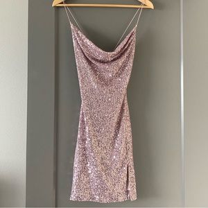 light pink sparkly mini dress